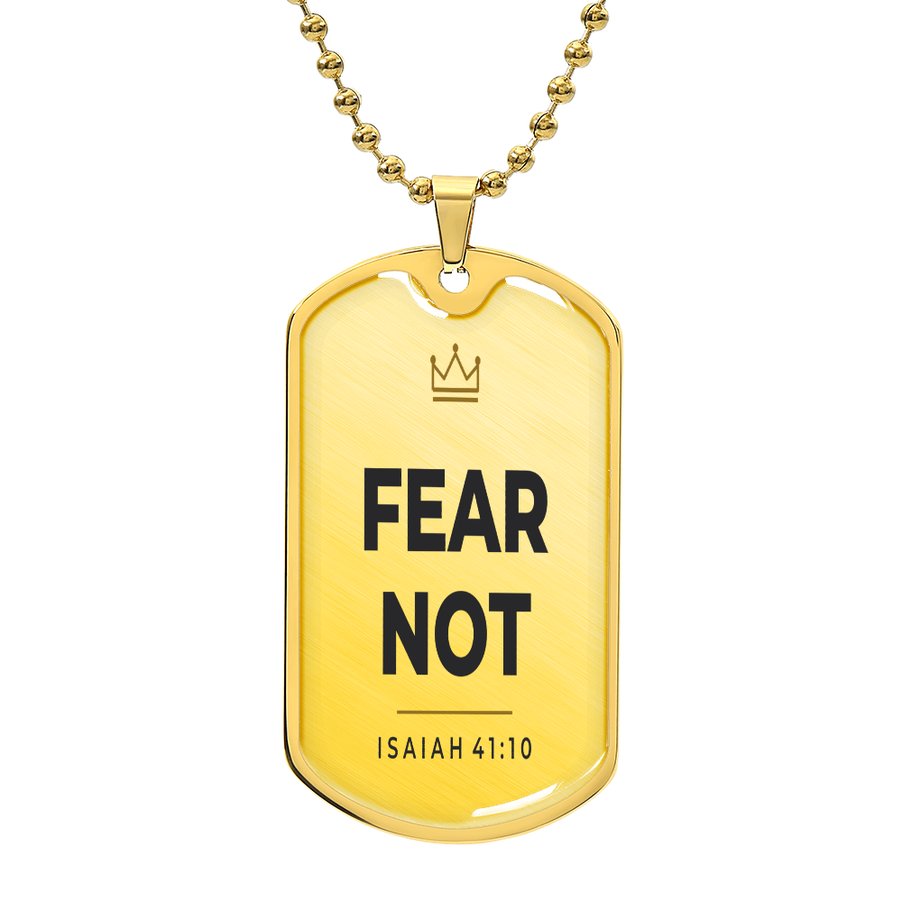 Fear Not · Men's Dog Tag Necklace · Isaiah 41:10