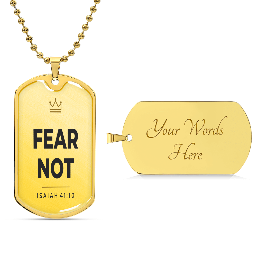 Fear Not · Men's Dog Tag Necklace · Isaiah 41:10
