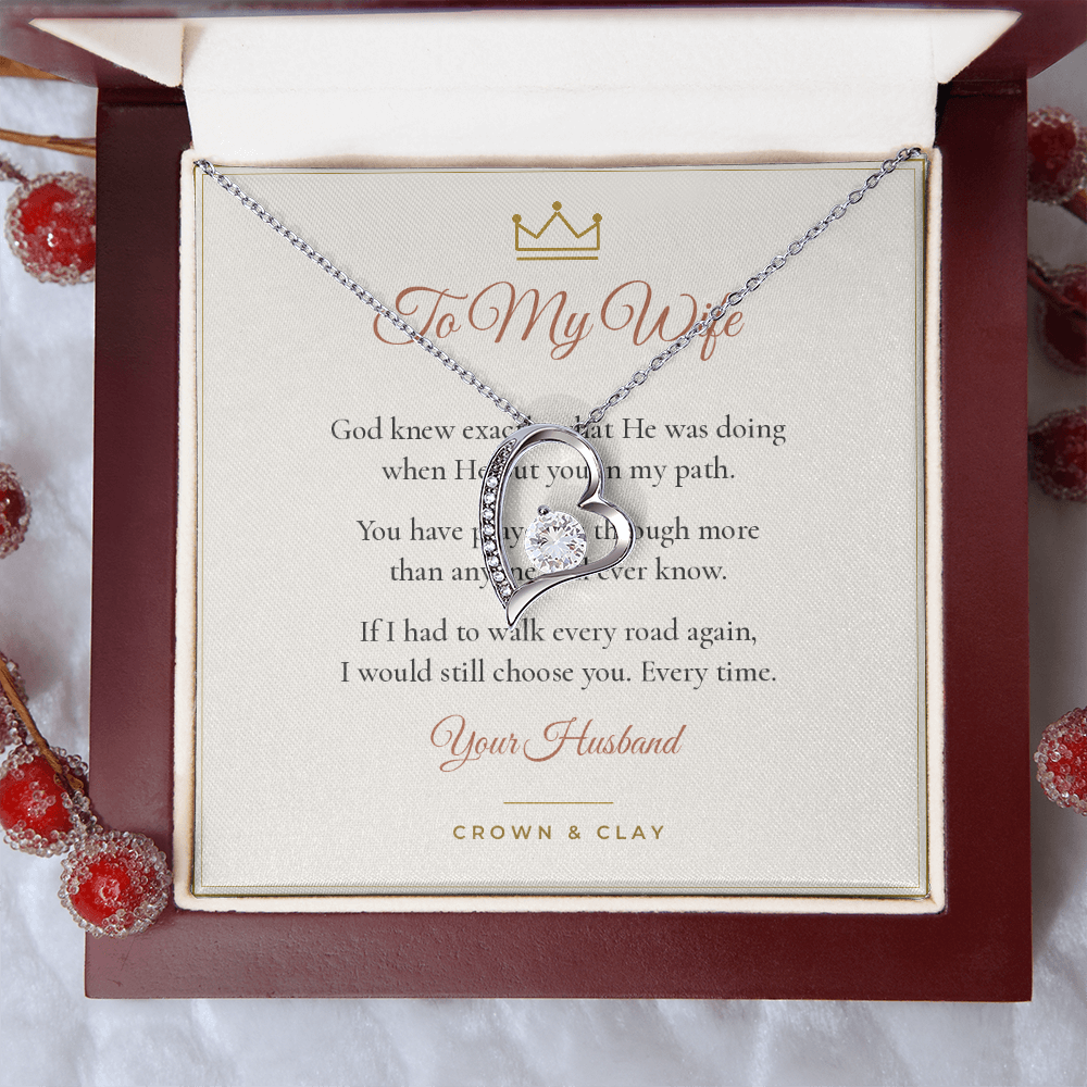To My Wife · Still Choosing You Forever Love Necklace with Message Card