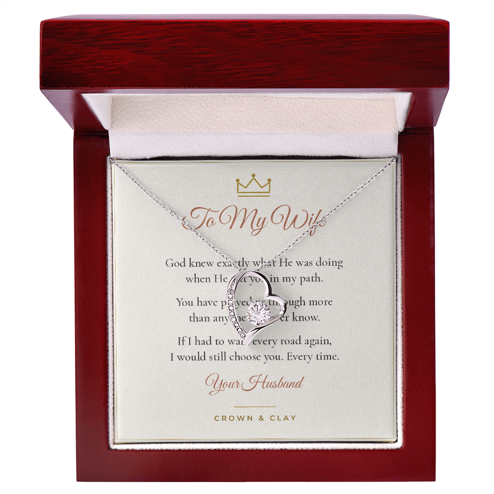 To My Wife · Still Choosing You Forever Love Necklace with Message Card