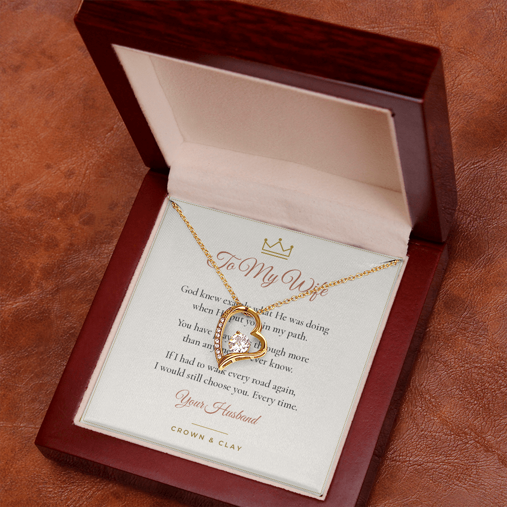 To My Wife · Still Choosing You Forever Love Necklace with Message Card