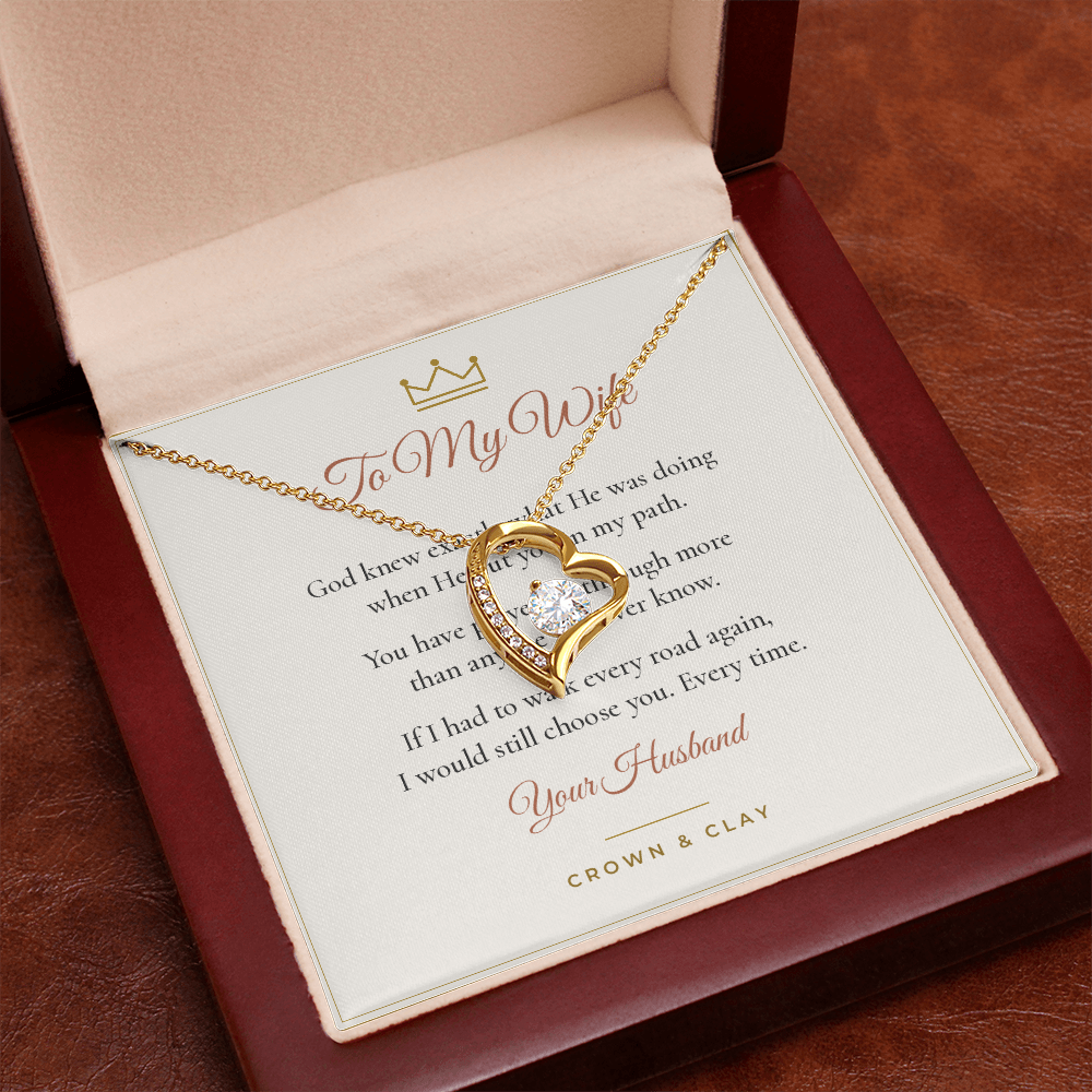 To My Wife · Still Choosing You Forever Love Necklace with Message Card