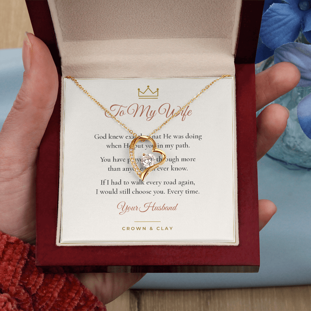 To My Wife · Still Choosing You Forever Love Necklace with Message Card