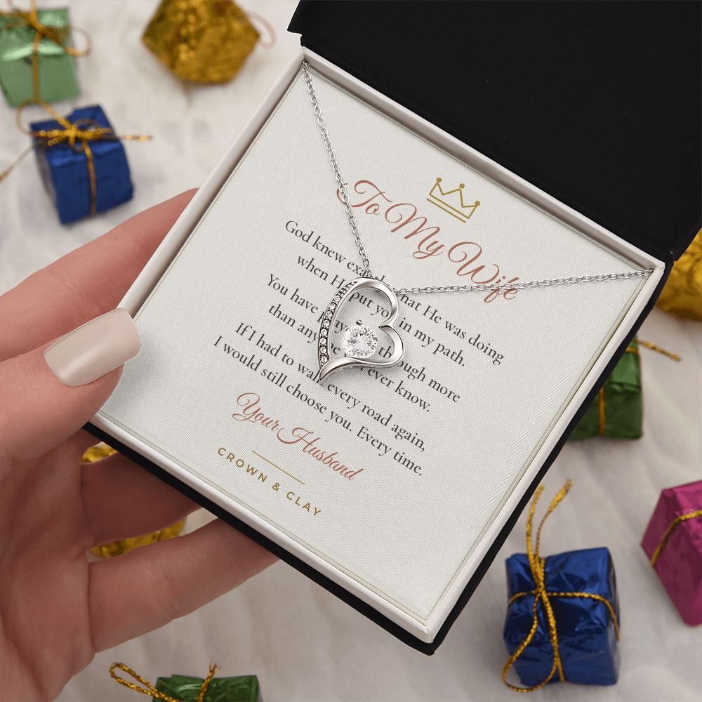 To My Wife · Still Choosing You Forever Love Necklace with Message Card