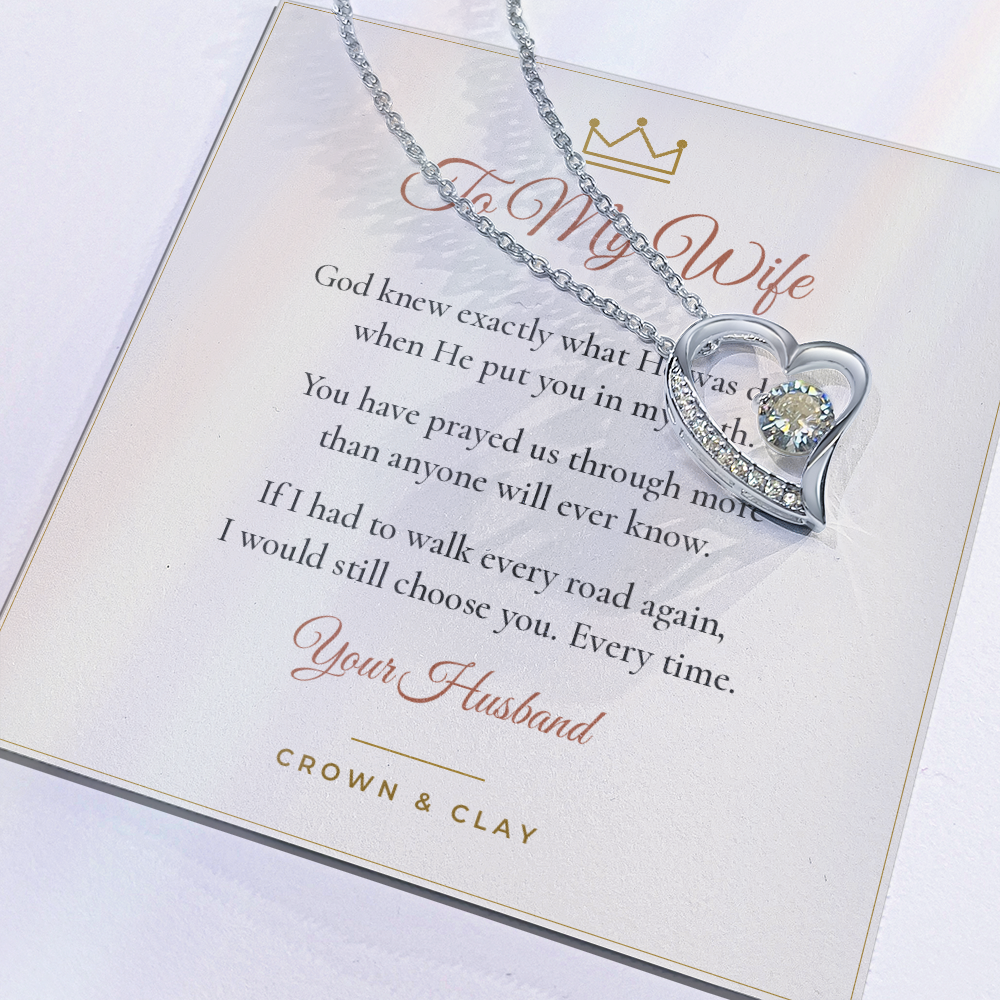 To My Wife · Still Choosing You Forever Love Necklace with Message Card