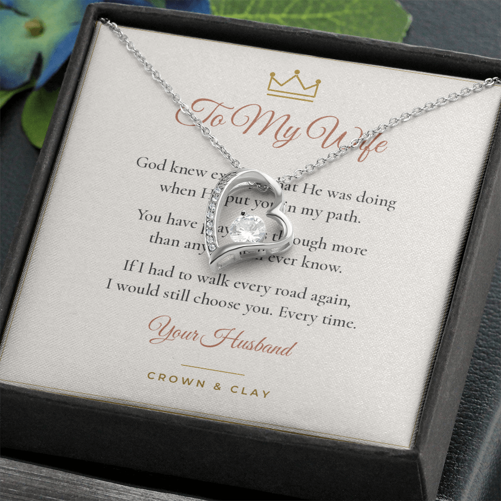 To My Wife · Still Choosing You Forever Love Necklace with Message Card