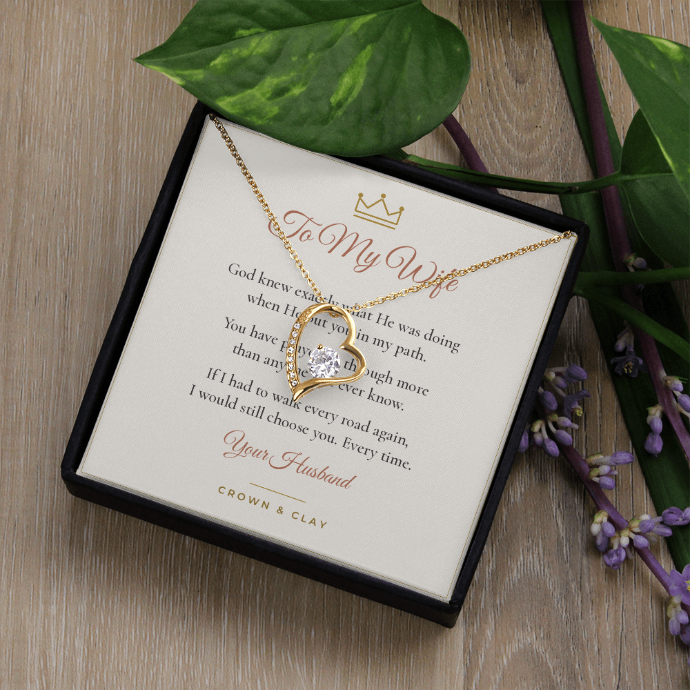 To My Wife · Still Choosing You Forever Love Necklace with Message Card