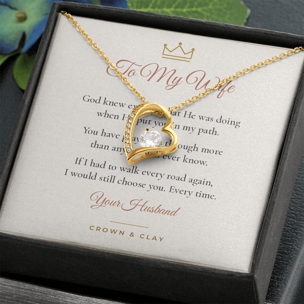 To My Wife · Still Choosing You Forever Love Necklace with Message Card